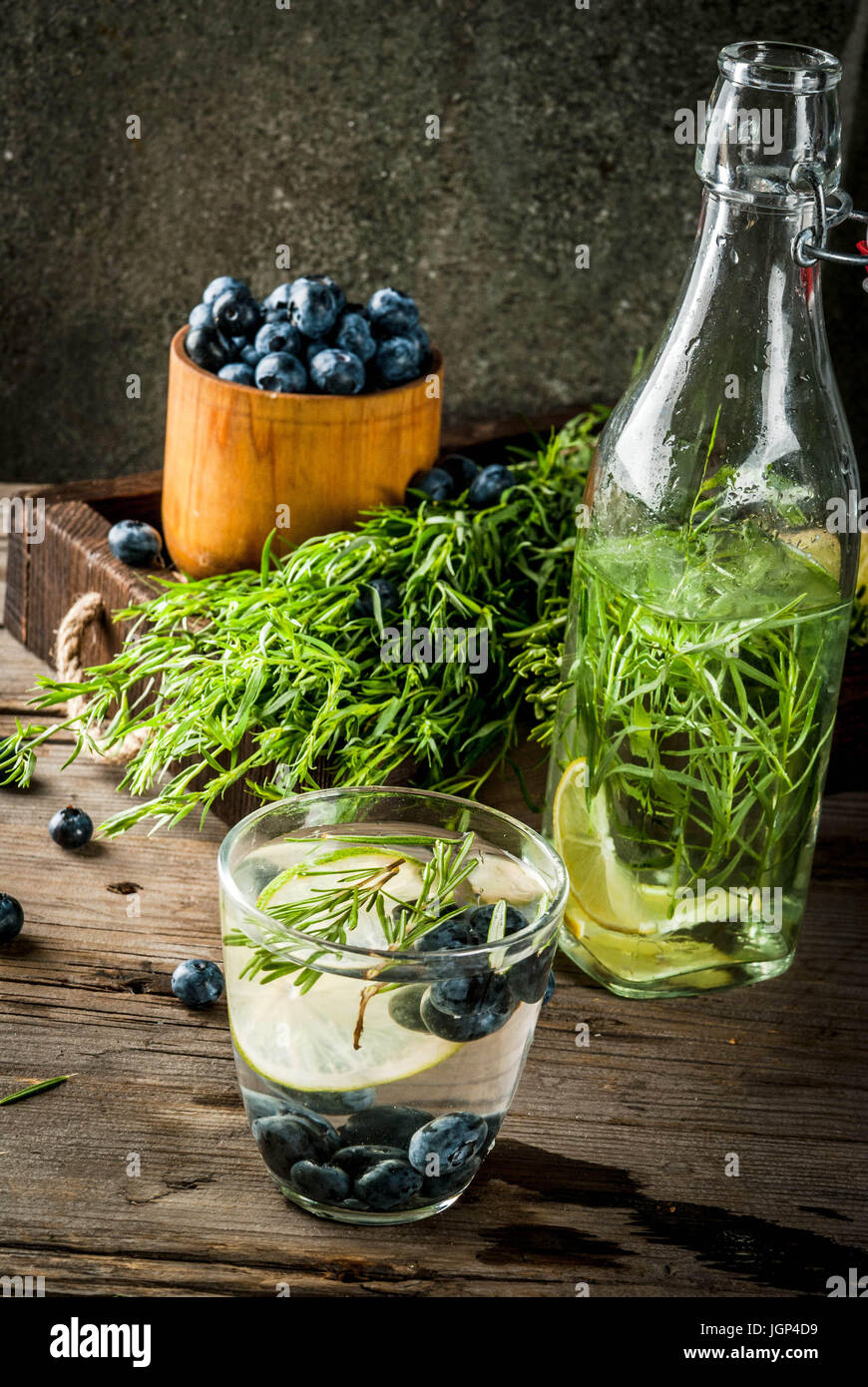 Summer refreshment diet drinks. Infused detox waters in different