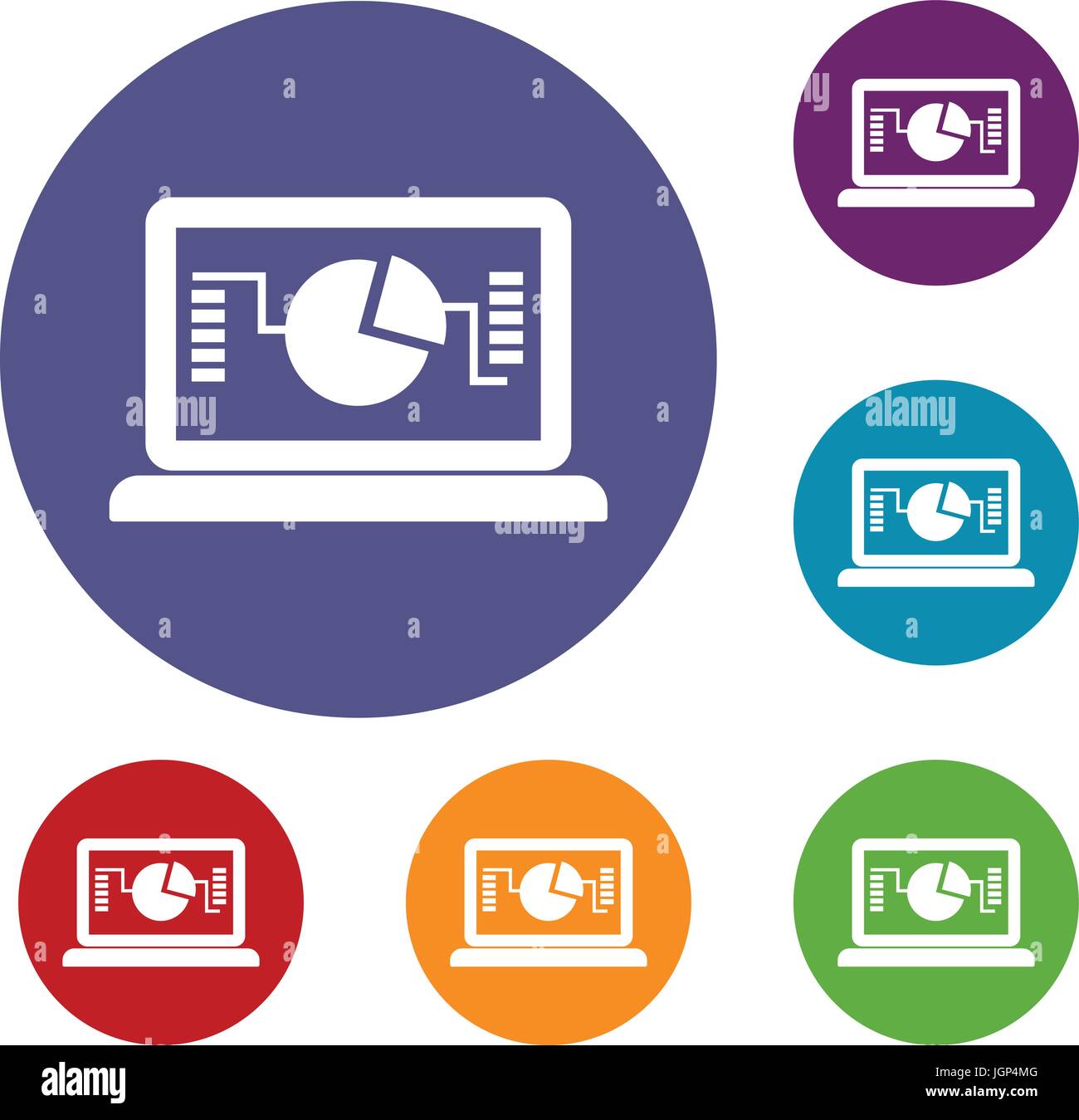 Laptop with business graph icons set Stock Vector Image & Art - Alamy