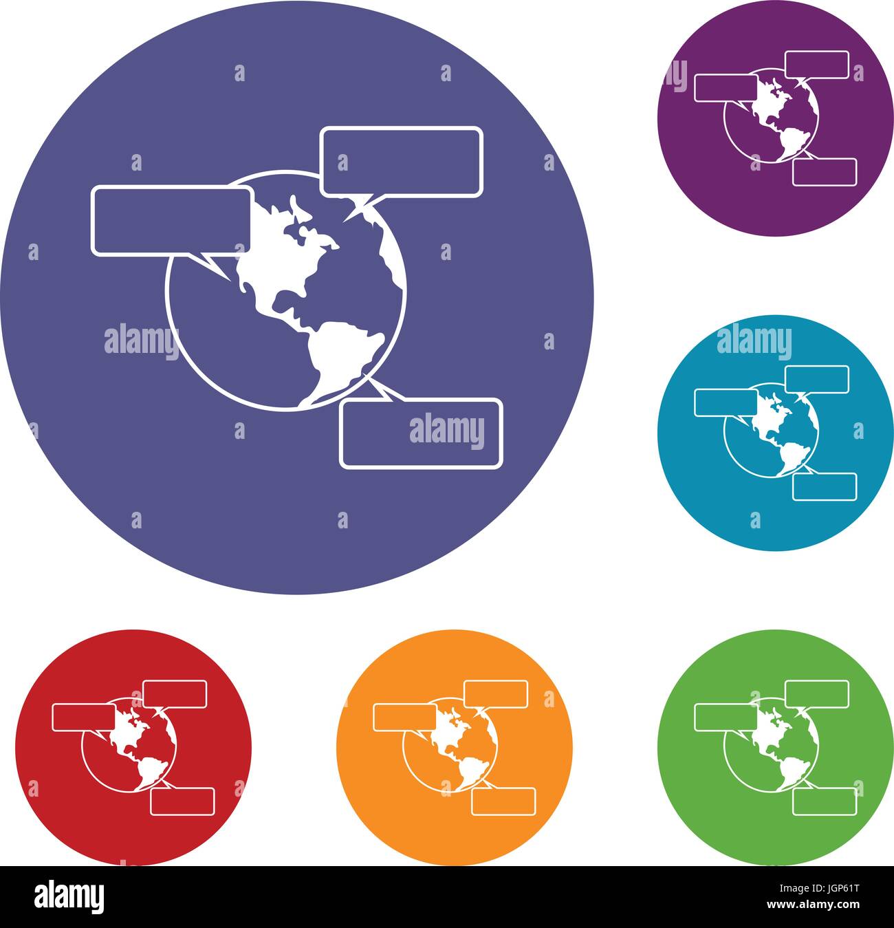 Globe and empty speech bubbles icons set Stock Vector Image & Art - Alamy