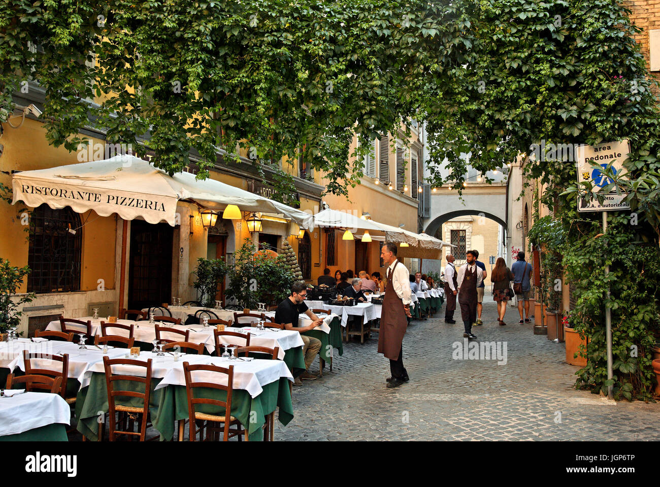 Restaurant - Pizzeria in Trastevere, Rome, Italy Stock Photo