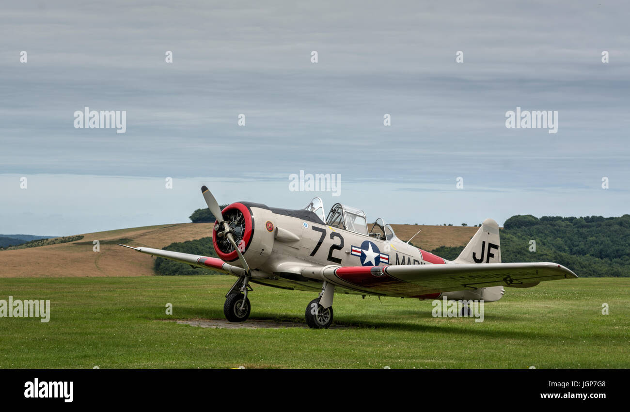 Harvard Warbird at Compton Abbas airfield Stock Photo