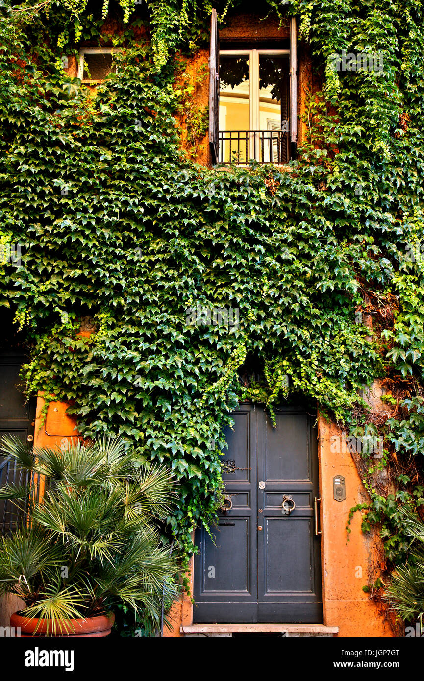 Beautiful door in Trastevere, Rome, Italy Stock Photo