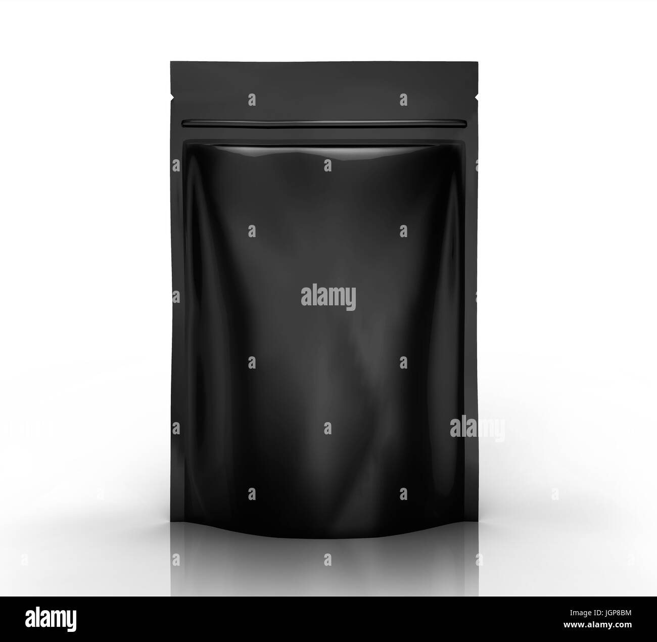 black blank 3d rendering zipper pouch for design use, isolated white