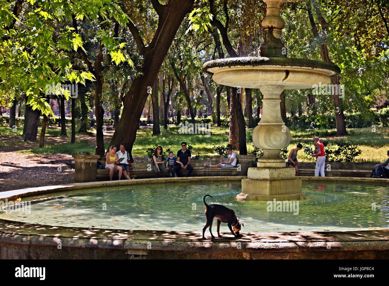 Fountain in Villa Borghese gardens, Rome, Italy. Stock Photo