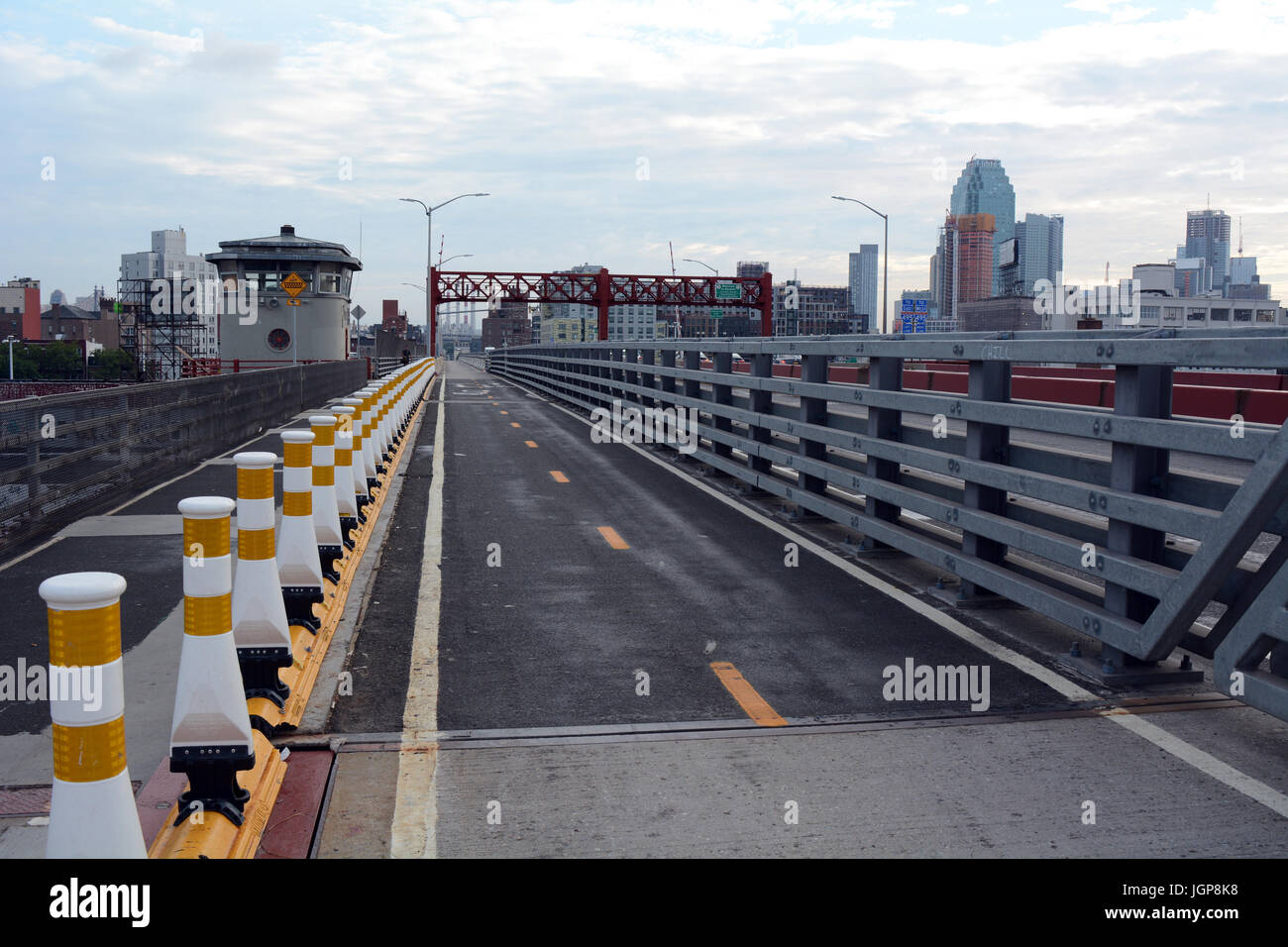 Bike Lanes on Pulaski Bridge in Greenpoint Brooklyn Stock Photo