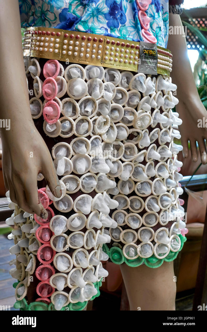 Cabbages and Condoms restaurant, Pattaya, Thailand, Southeast Asia with feature condom displays Stock Photo