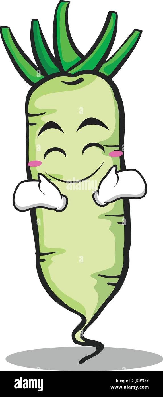 Happy white radish cartoon character Stock Vector Image & Art Alamy