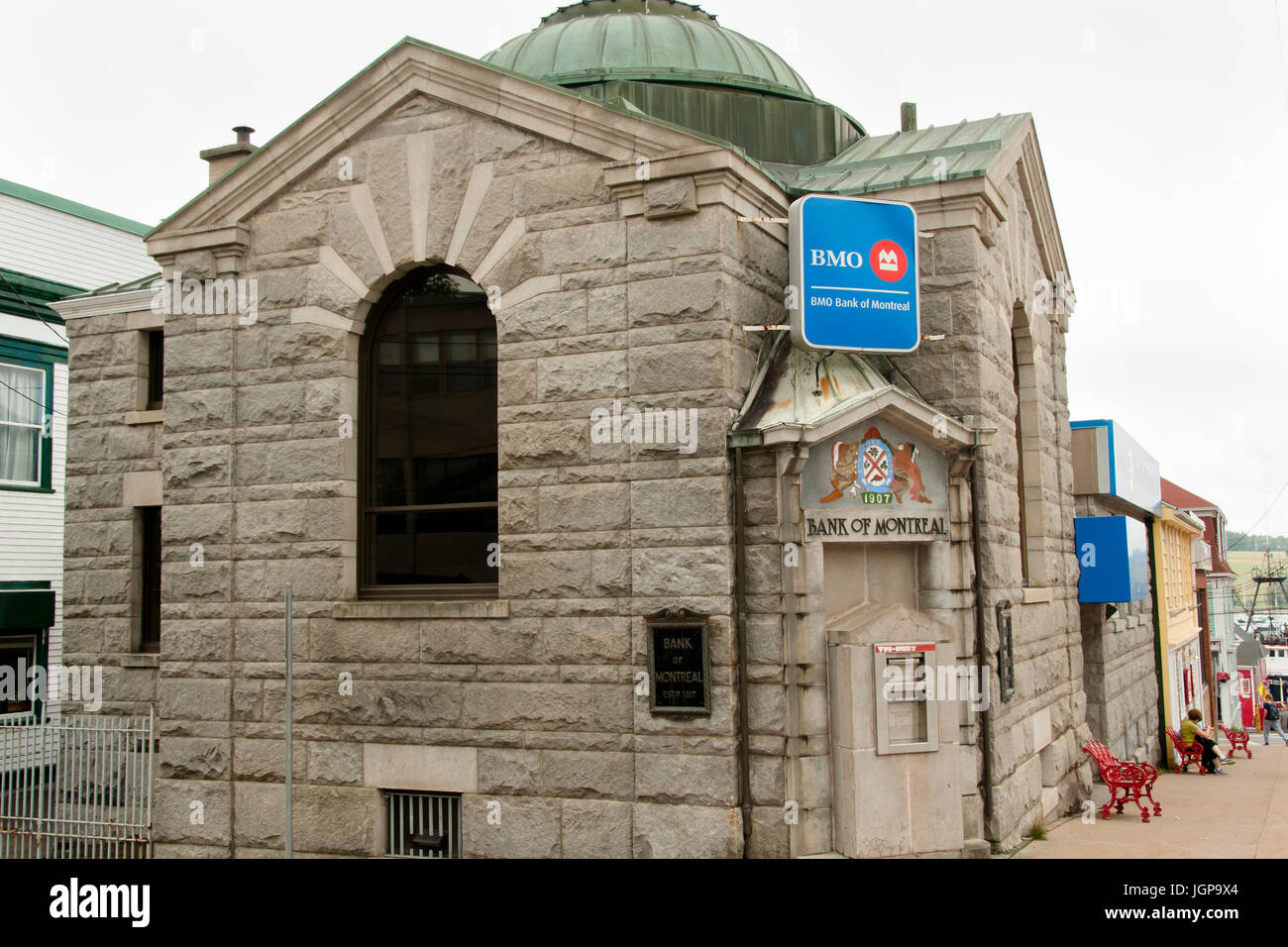 LUNENBURG, CANADA - August 14, 2016: Old building of Bank of Montreal (BMO) Stock Photo