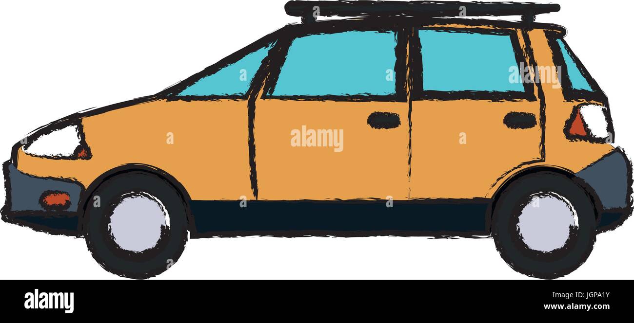 yellow car vehicle transport ecology concept vector illustration Stock ...