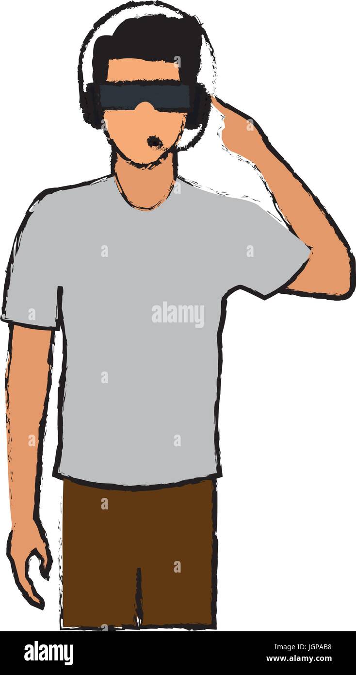 guy wearing VR headset virtual reality glasses concept vector ...