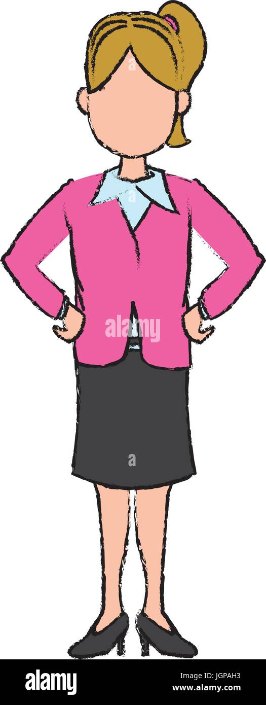 business woman character standing people vector illustration Stock ...