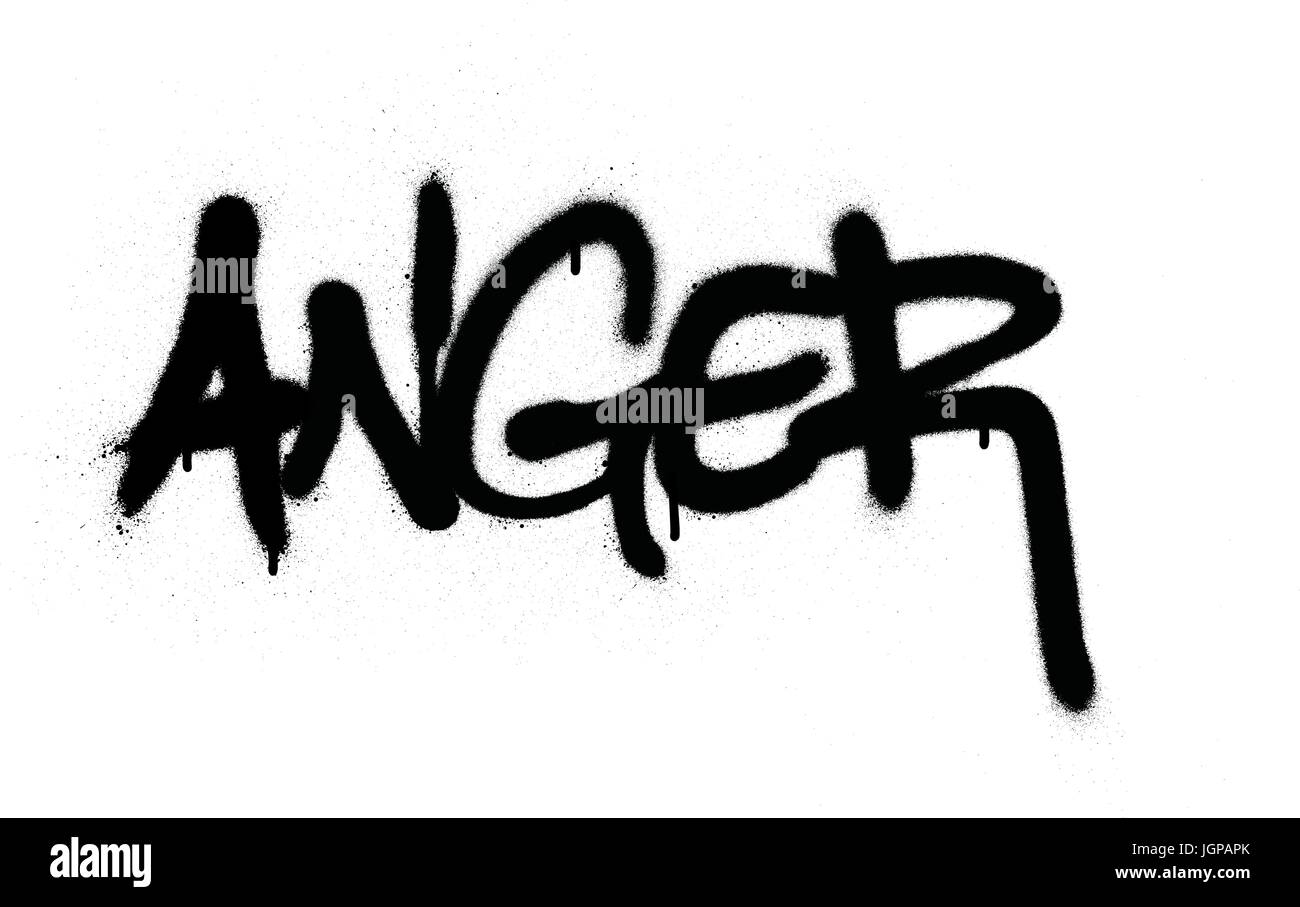 graffiti anger word sprayed in black over white Stock Vector