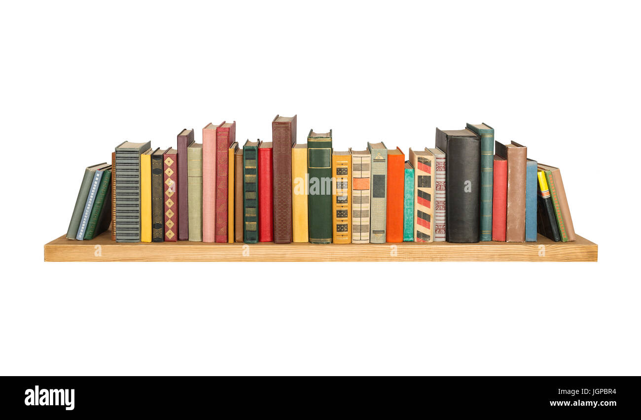 Books on the shelf, isolated Stock Photo - Alamy