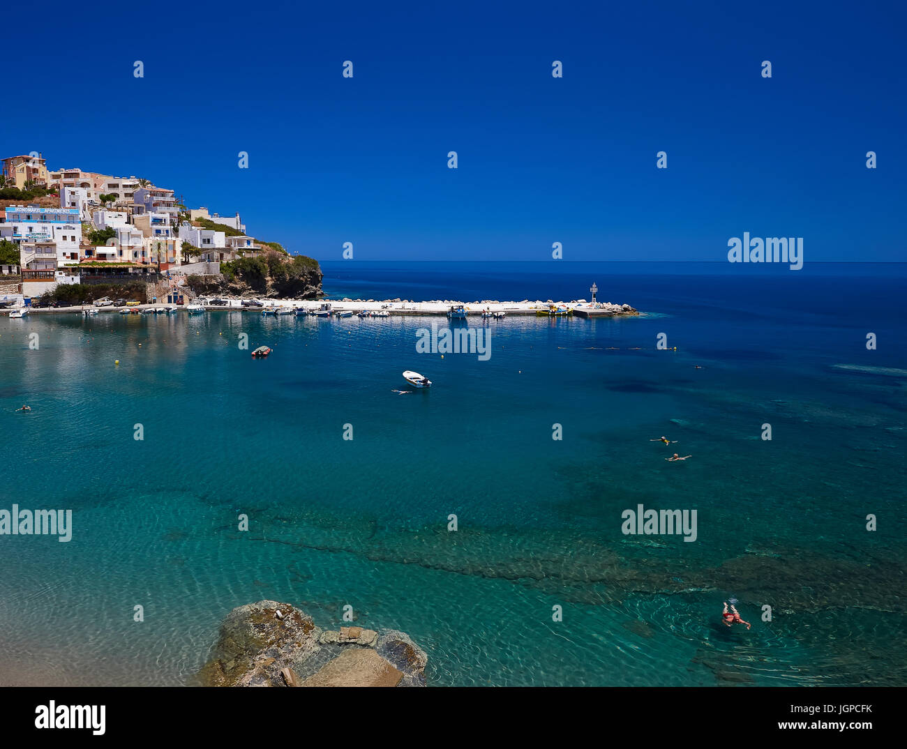 View at the seaport of Bali at the Crete Island in Greece Stock Photo