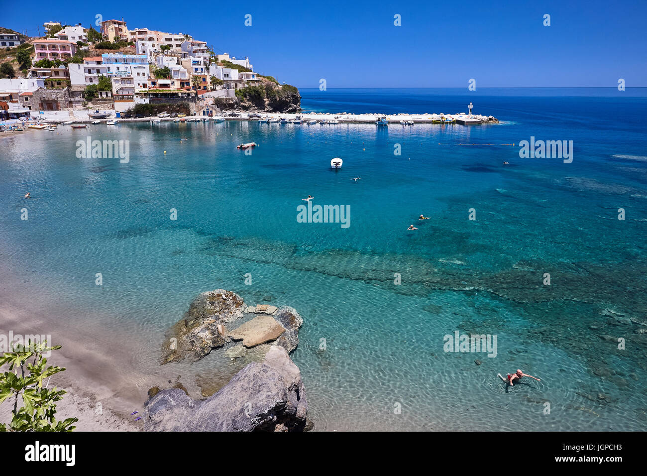 Seacoast view at Crete Island in Greece Stock Photo