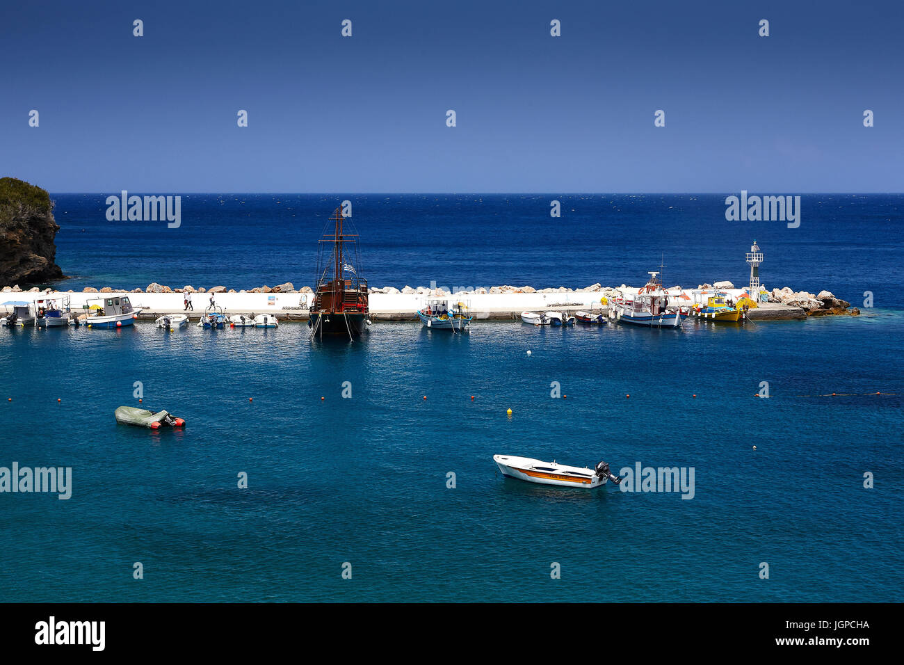 View at the harbour in Bali, Crete Island, Greece Stock Photo
