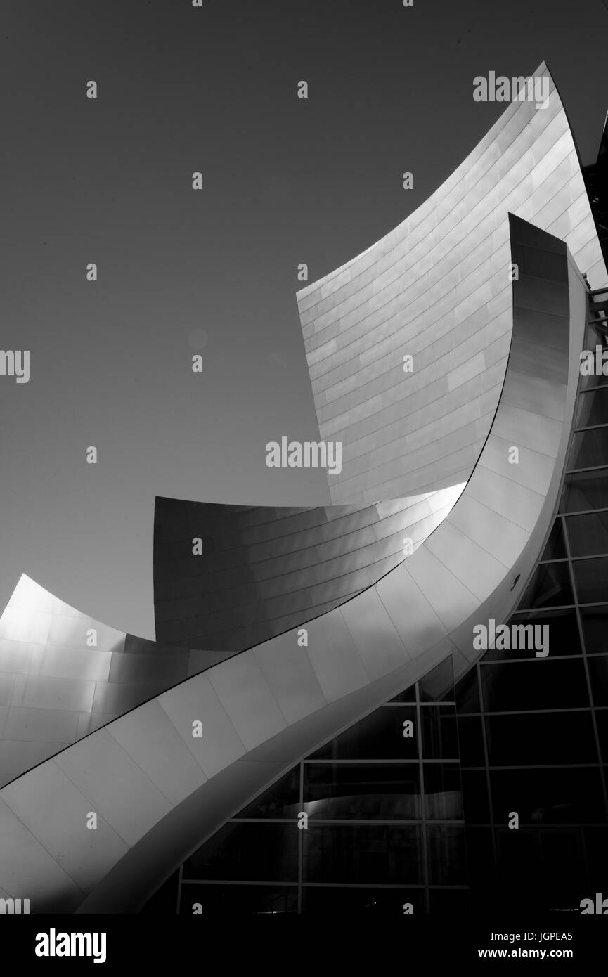 The Frank Gehry designed Walt Disney Concert Hall in downtown Los Angeles is an architectural wonder. Stock Photo
