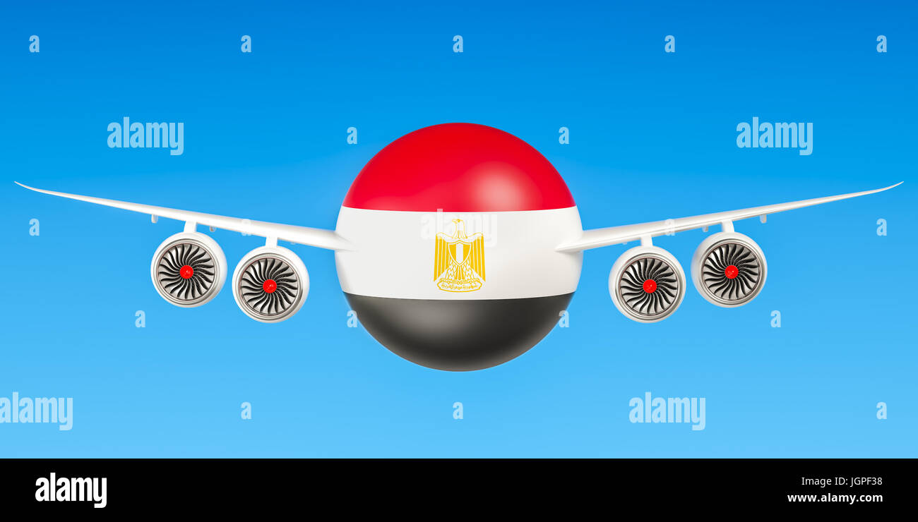 Egyptian airlines and flying's, flights to Egypt concept. 3D rendering