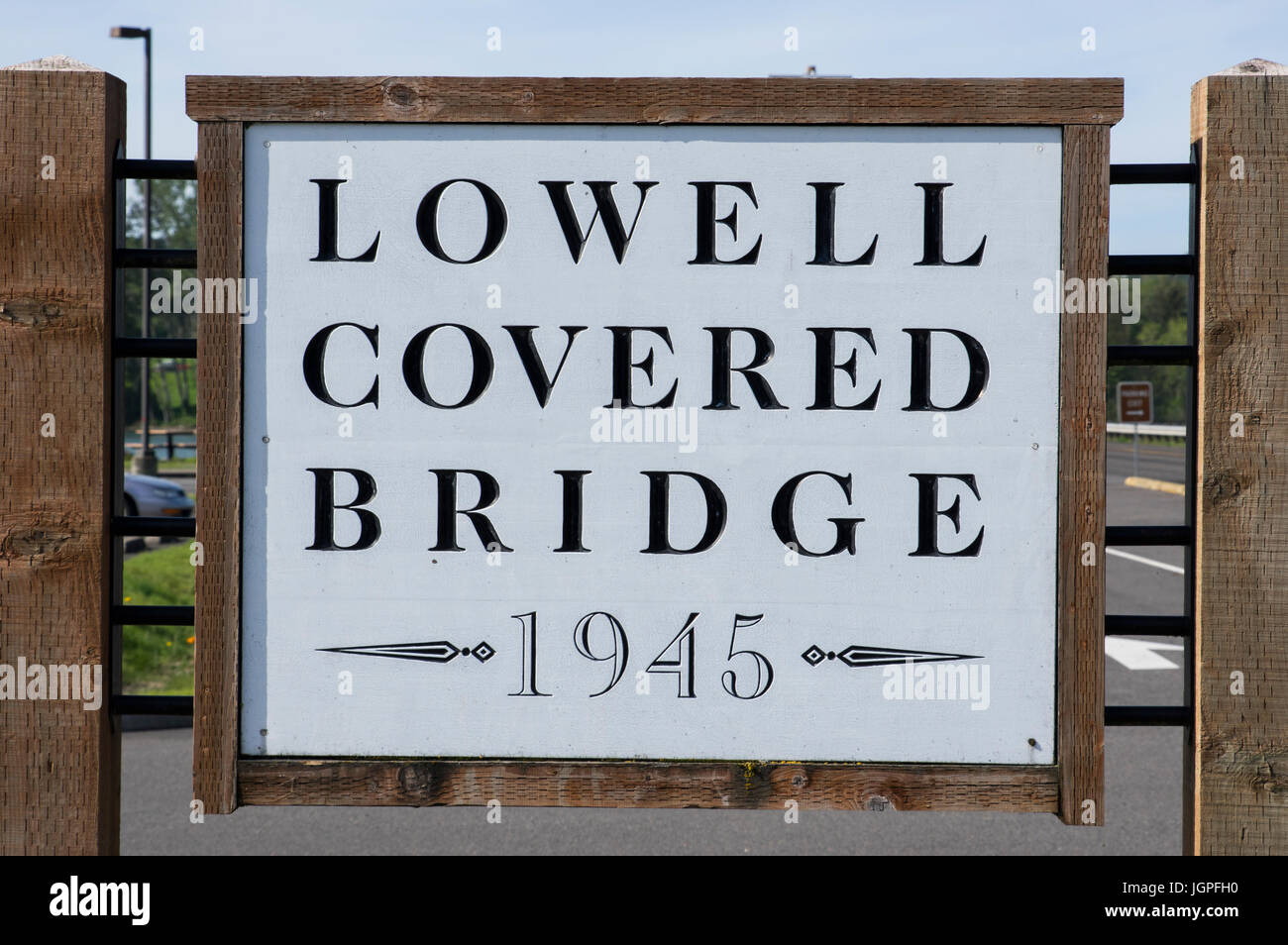 Historic Lowell Covered Bridge crosses the middle fork of the