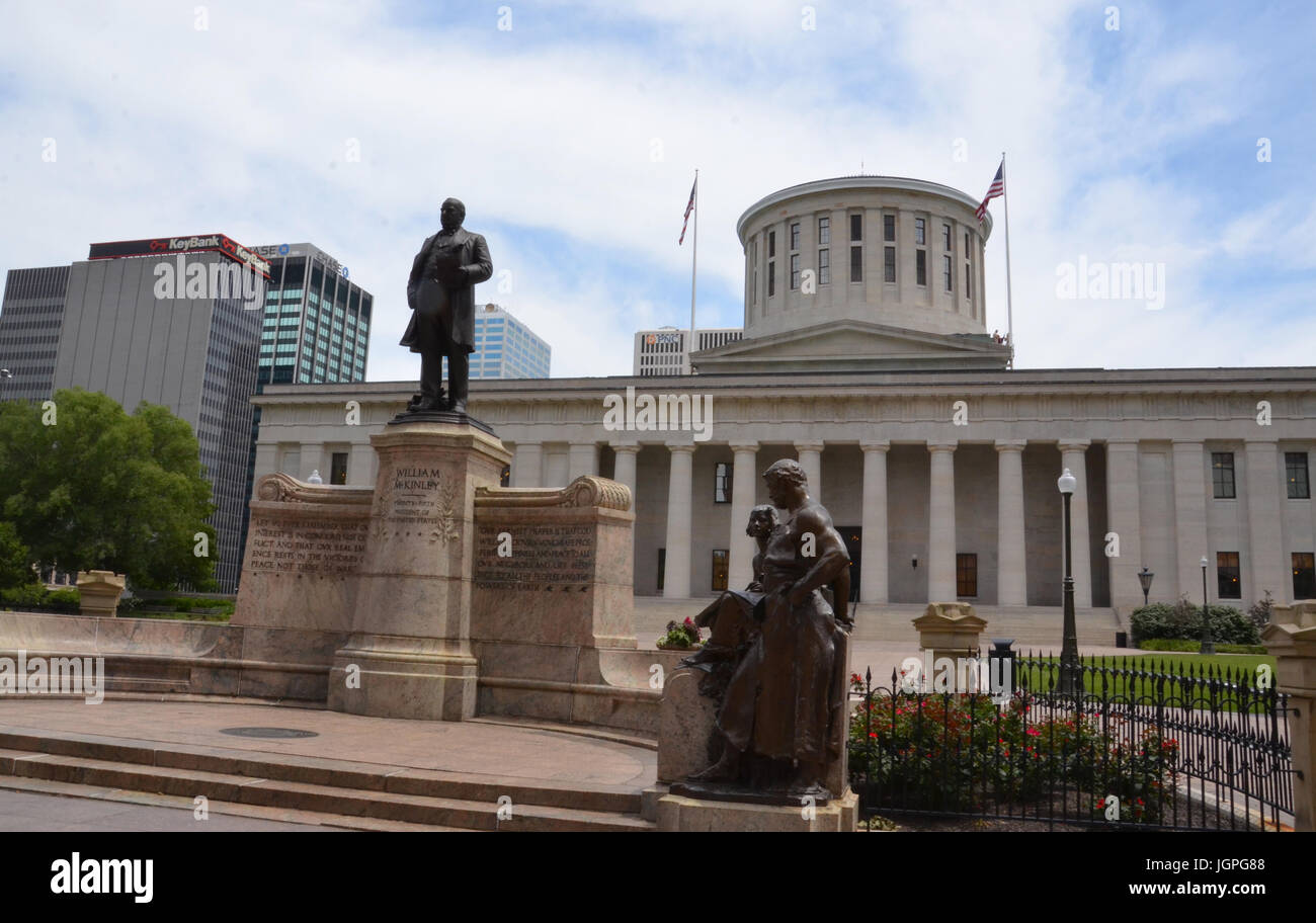 COLUMBUS, OH - JUNE 28: The Ohio Statehouse in Columbus, Ohio is shown on June 28, 2017. It is a National Historic Landmark Stock Photo