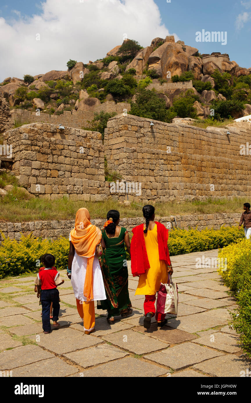 Indian womans visiting Chitradurga Fort, Chitradurga, Karnataka