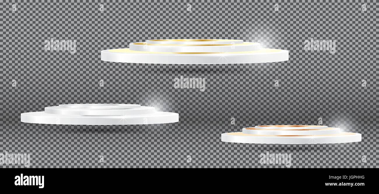 Gold silver bronze podium on transparent background vector