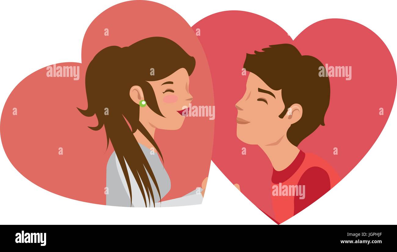 heart with couple in love icon over white background colorful ...