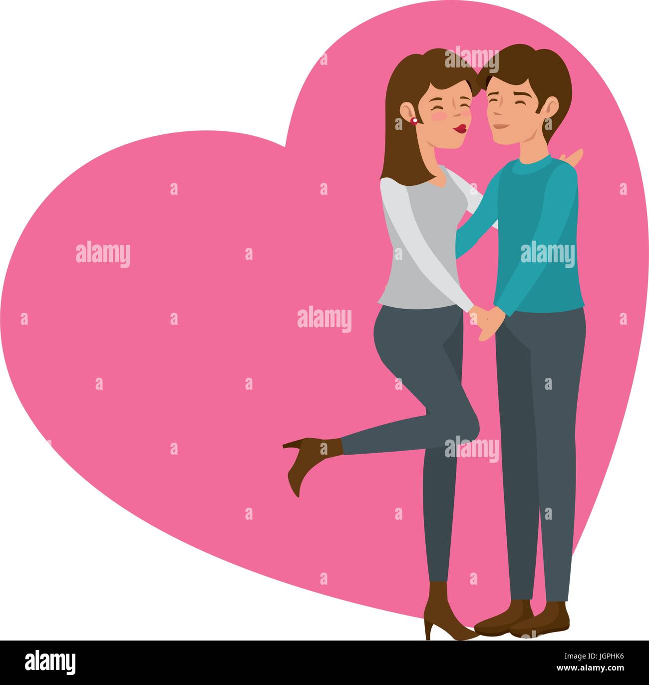 heart with couple in love icon over white background colorful ...