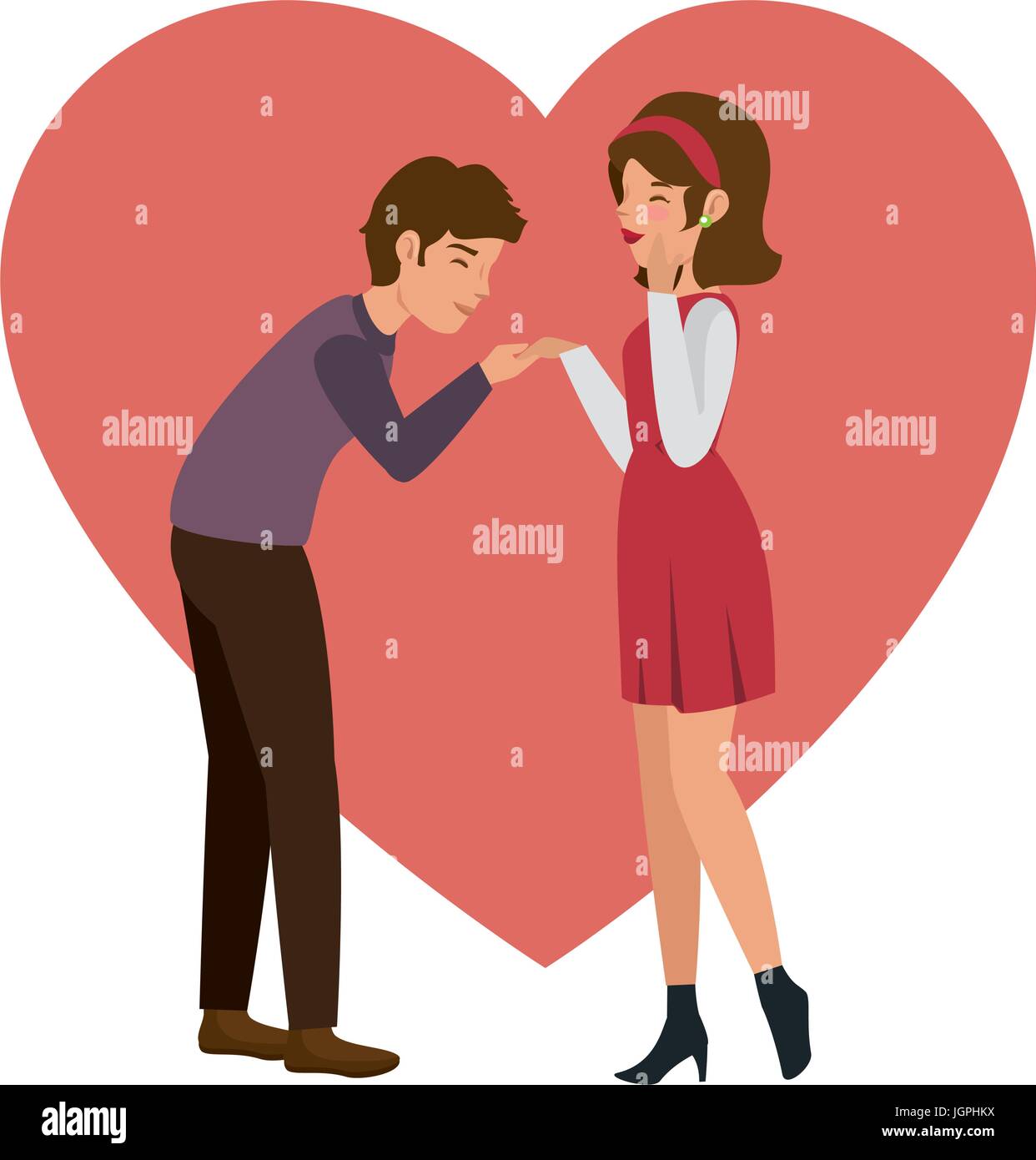 heart with couple in love icon over white background colorful ...
