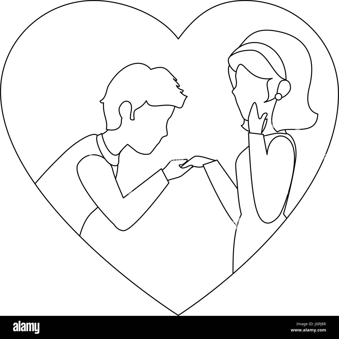 heart with couple in love icon over white background vector ...