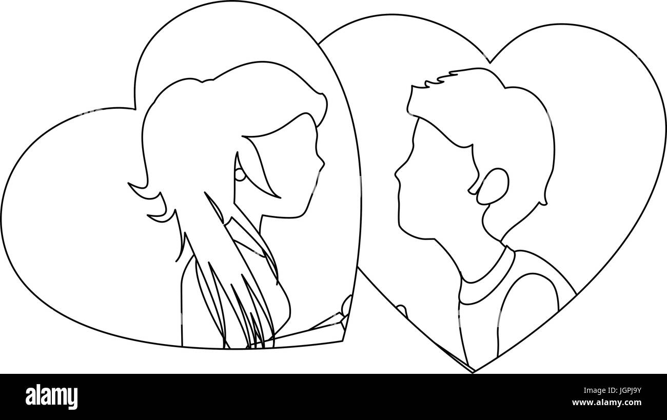 heart with couple in love icon over white background vector ...