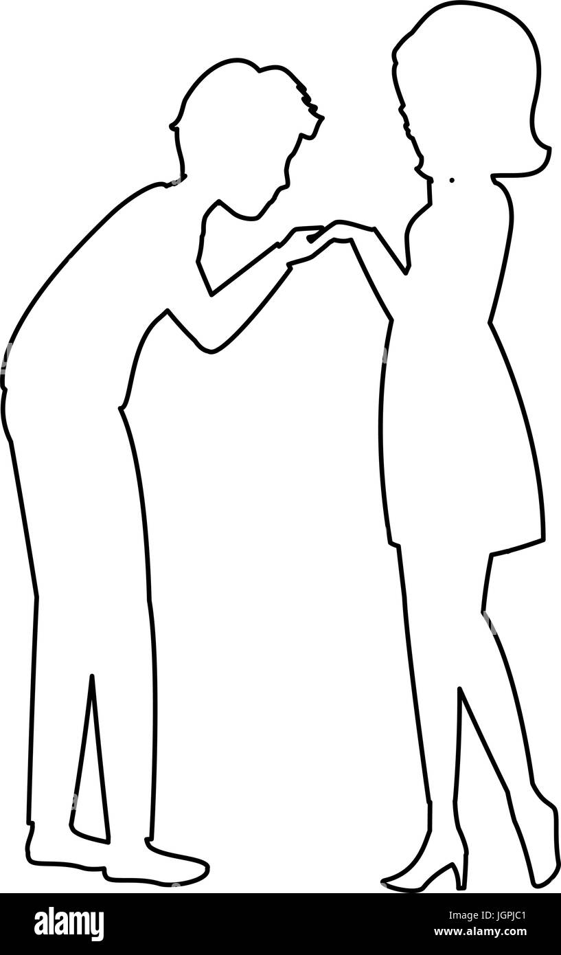 silhouette of couple in love icon over white background vector ...