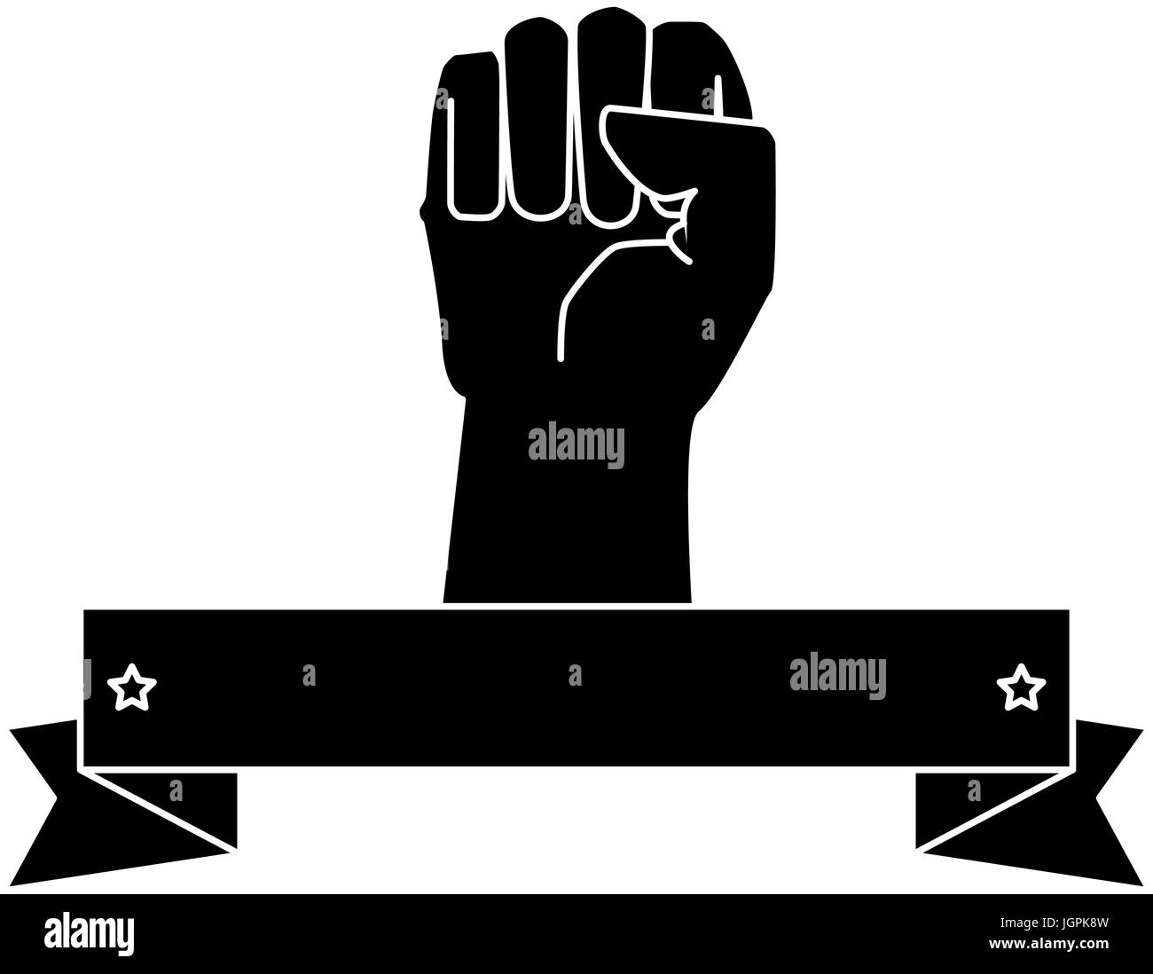 decorative ribbon with human hand icon over white background vector ...