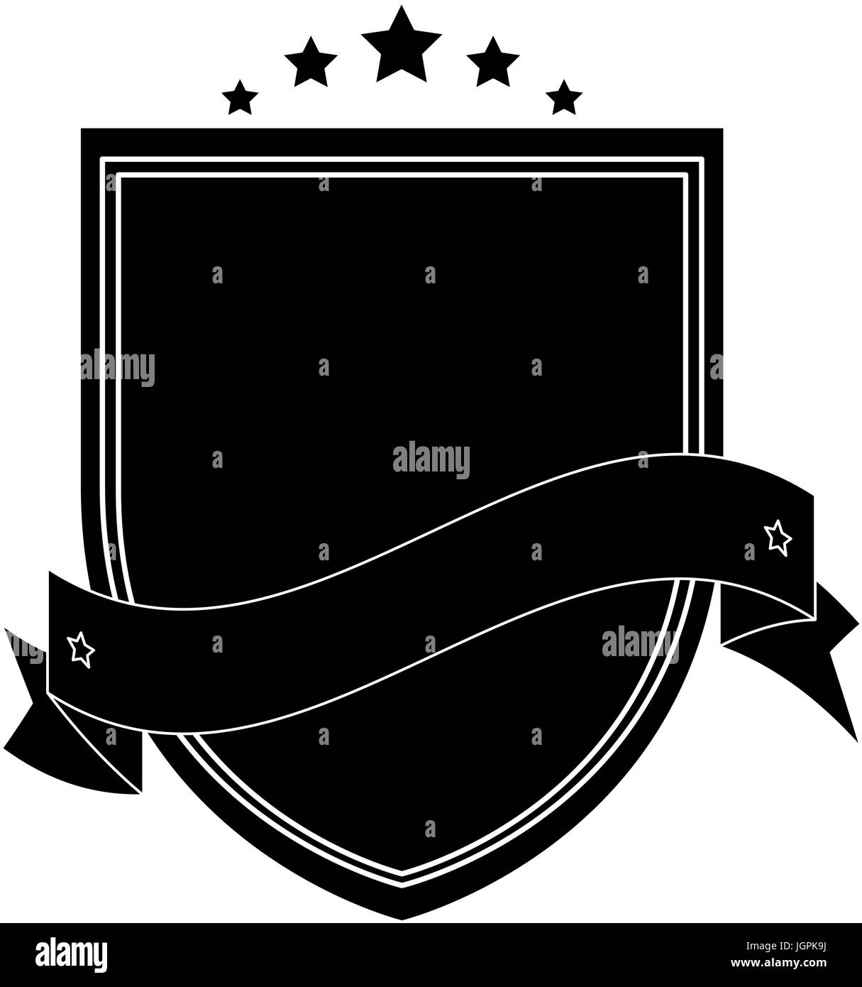 shield badge with decorative ribbon icon over white background vector ...