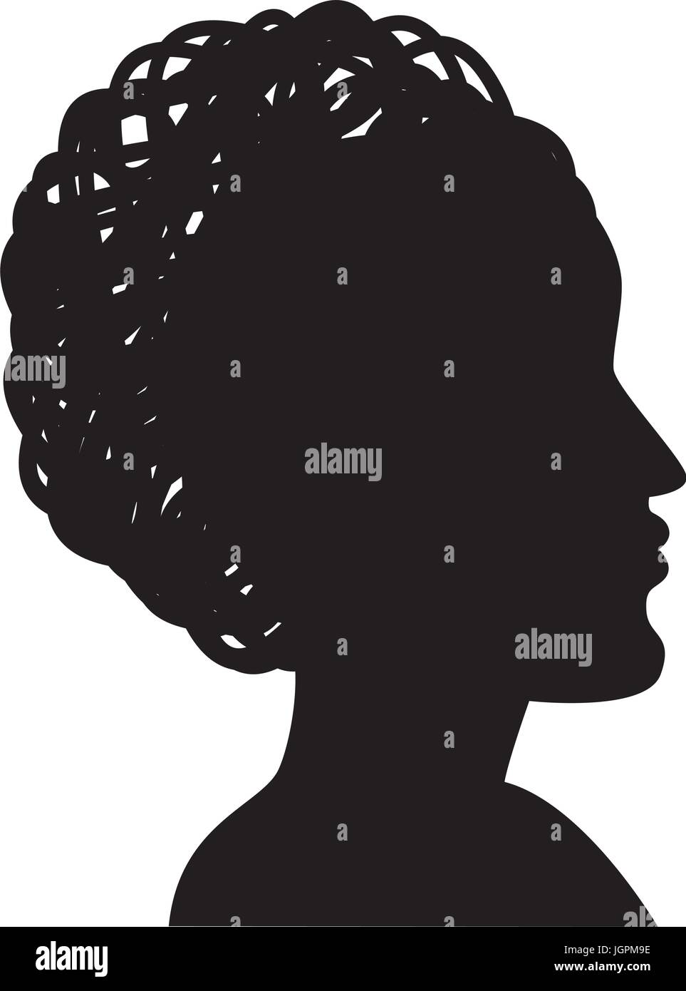 silhouette of womans head icon over white background vector ...