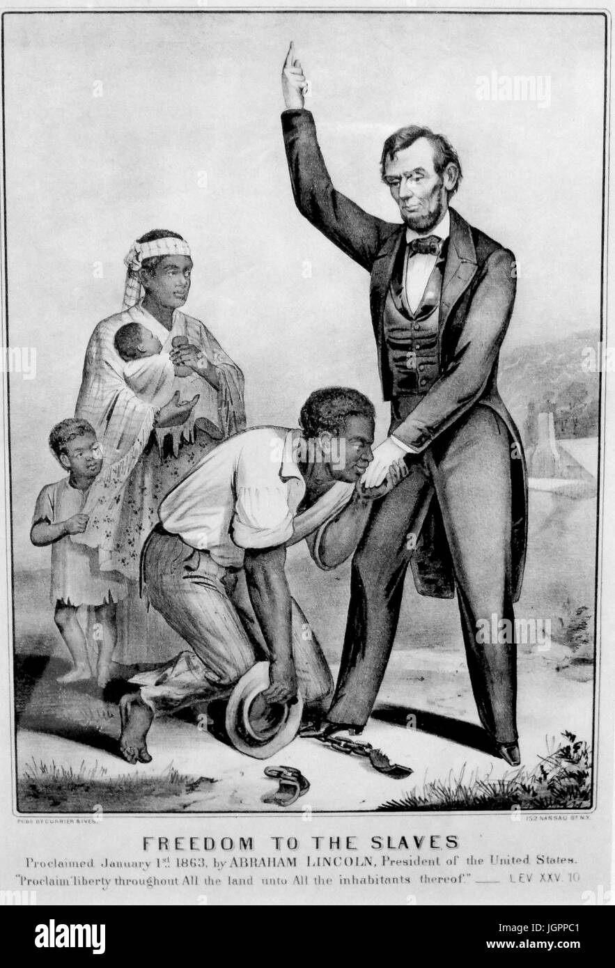 FREEDOM TO THE SLAVES  Currier & Ives print about 1863 Stock Photo