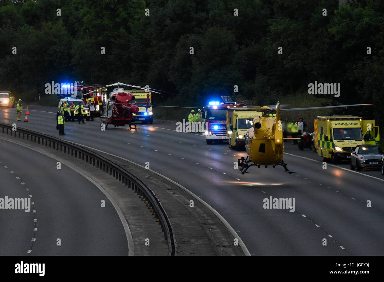 Accident closed M11 Stortford, Harlow, Essex. Three people