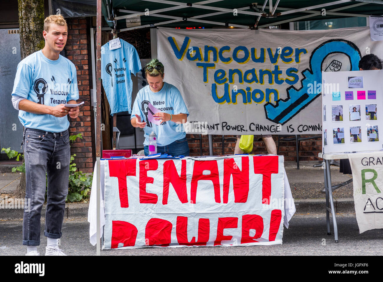 Vancouver, Canada. 9th Jul, 2017. Tenant Power booth, Car Free Day, Commercial Drive, Vancouver, British Columbia, Canada. Credit: Michael Wheatley/Alamy Live News Stock Photo