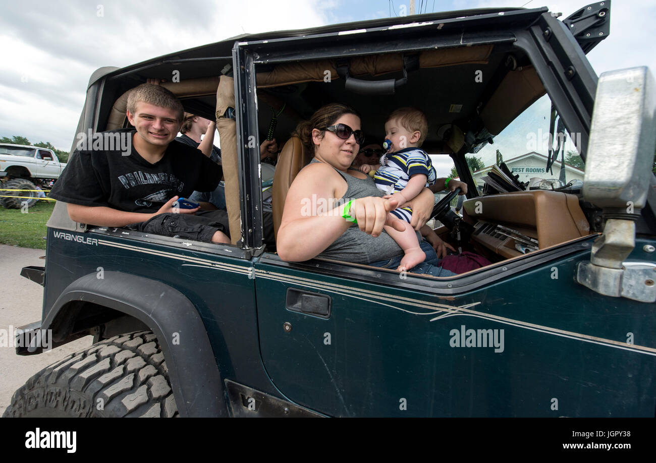 Bloomsburg, Pennsylvania USA. 08th July, 2017. People arrive for the 30th Annual 4-Wheel Summer Jamboree Nationals at the Bloomsburg, Pennsylvania Fairgrounds. Credit: Brian Cahn/ZUMA Wire/Alamy Live News Stock Photo