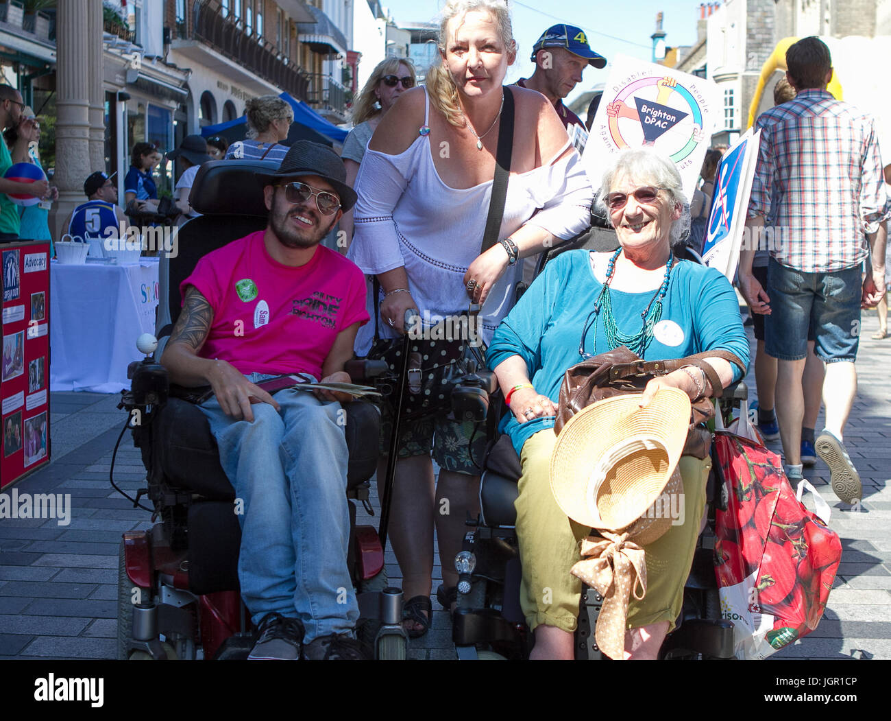Brighton, UK. 10th Jul, 2017. An important milestone in the battle for acknowledgement and acceptance of those living with disability (visible or invisible) within Brighton and Hove's community, Disability Pride has been organised by Jenny Skelton whose own daughter Charlie had suffered disability discrimination at a venue in the city during Brighton Pride 2016. Credit: ZUMA Press, Inc./Alamy Live News Stock Photo