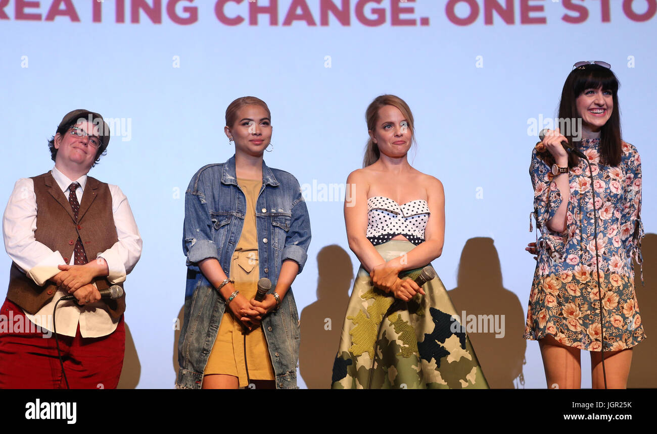 Los Angeles, USA. 9th Jul, 2017. Rebecca Drysdale, Hayley Kiyoko, Mena