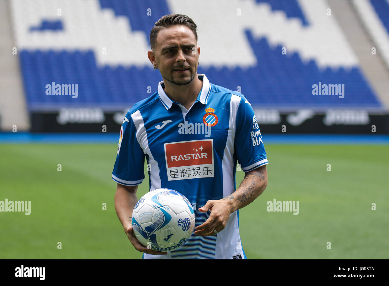 Soccerplayer Sergio Garcia during the presentation as players of Espanyol  in Barcelona Monday, July 10, 2017 Stock Photo - Alamy