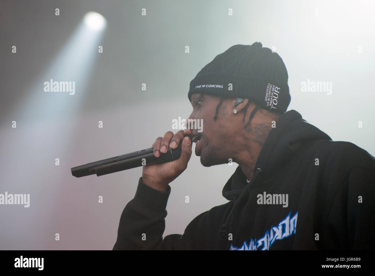 Turku, Finland. 9th July 2017. American Rapper Travis Scott performs at ...