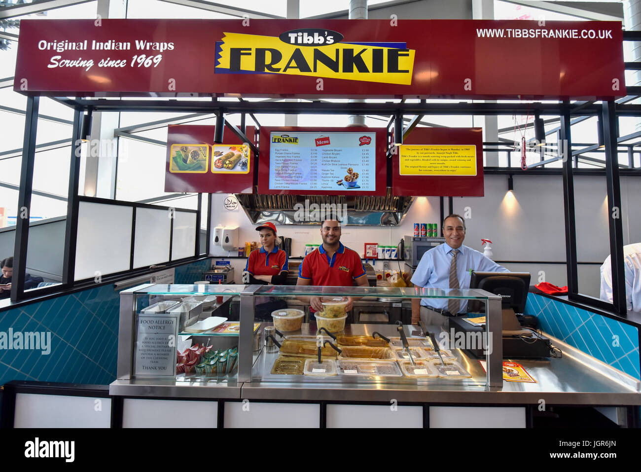 London UK A Stall Serving Indian Wraps Waits For Customers At The Grand Opening Of Bang Bang 