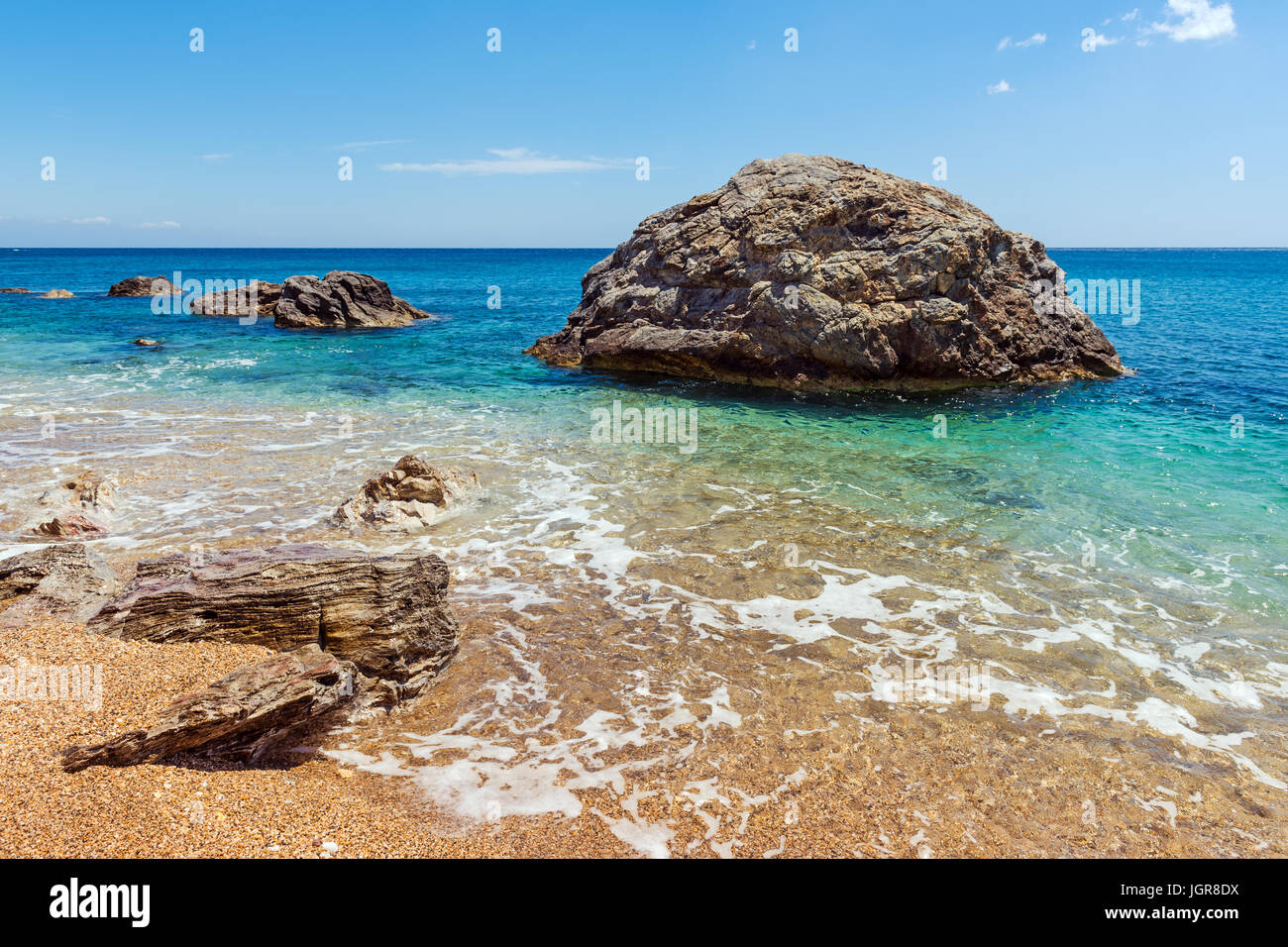 Beautiful beach of Paleochori with crystal clear waters in the south of