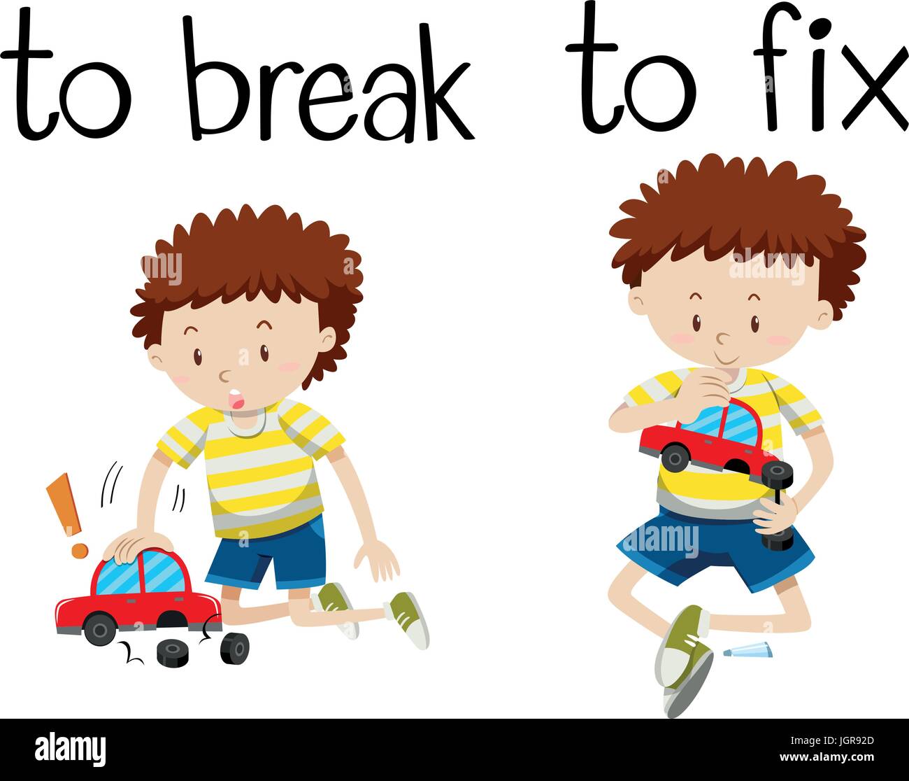 Opposite wordcard for break and fix illustration Stock Vector Image ...