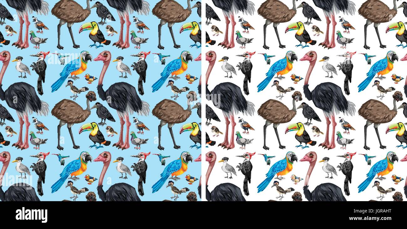 Seamless background with wild birds illustration Stock Vector Image ...