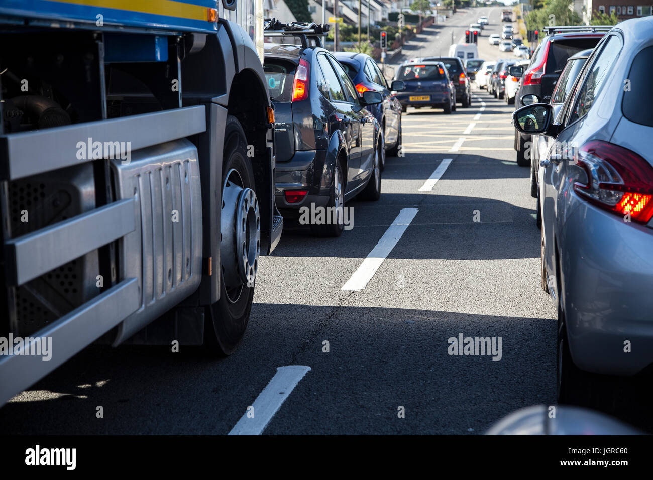 traffic jam nox,car pollution,diesel cars,traffic,congestion,4wd, 4x4, air, automobile, automotive, autos, billowing, c02, car, cars, close, closeup, Stock Photo