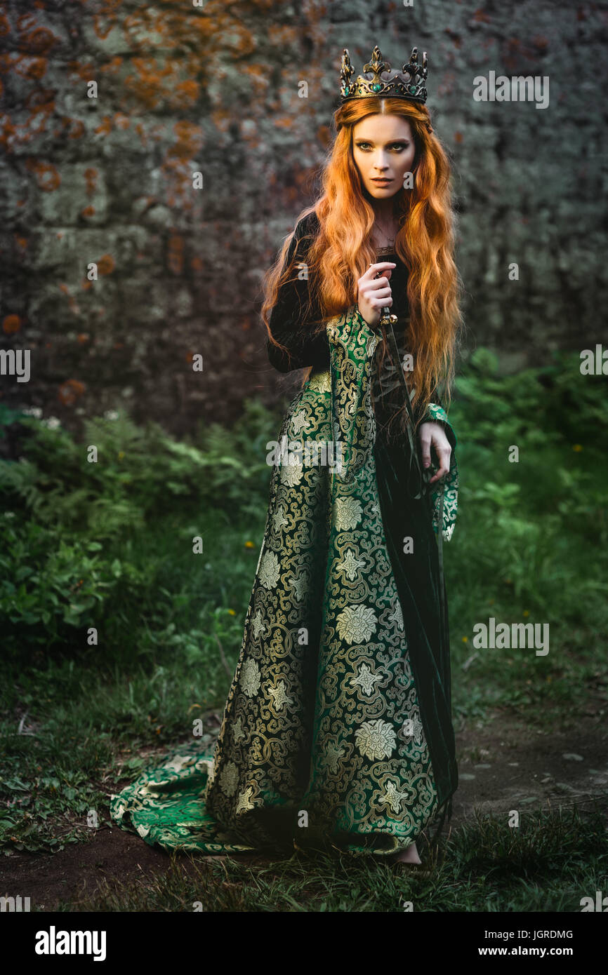 beautiful girl in green dress