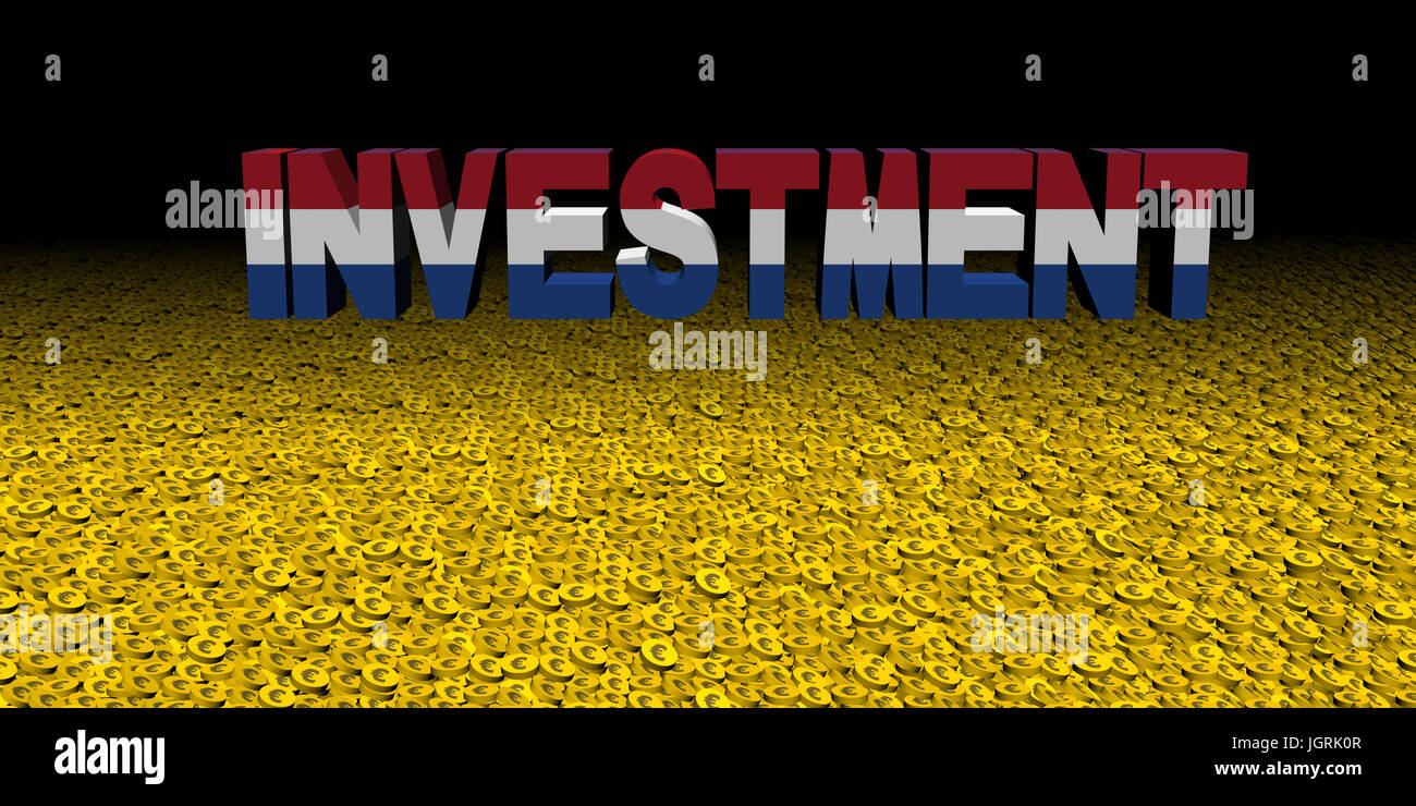 Investment text with Dutch flag on coins illustration Stock Photo - Alamy